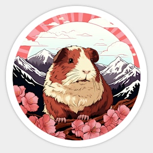 Guinea Pig Ukiyo-e: Orange, White Sticker